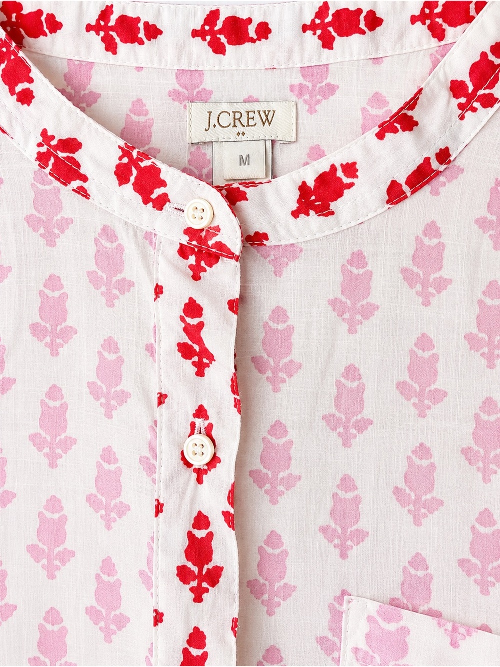 J.Crew Cotton Boho Print Popover Blouse - Size Medium